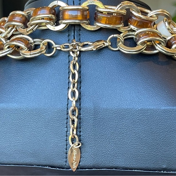 Coldwater Creek Rhinestone Crystal Pave Resin Lucite Chain Link Necklace - Picture 4 of 6